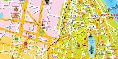 Hanoi vjetër tremujorin hartën turistike
